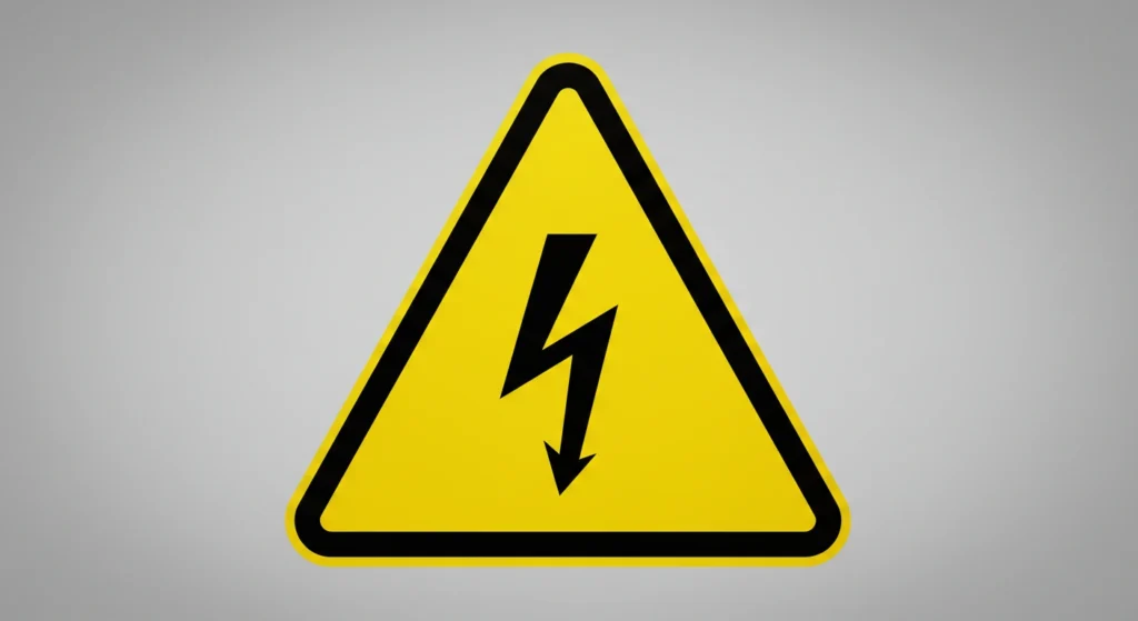 Warning sign for electric shock risk due to old switchboard