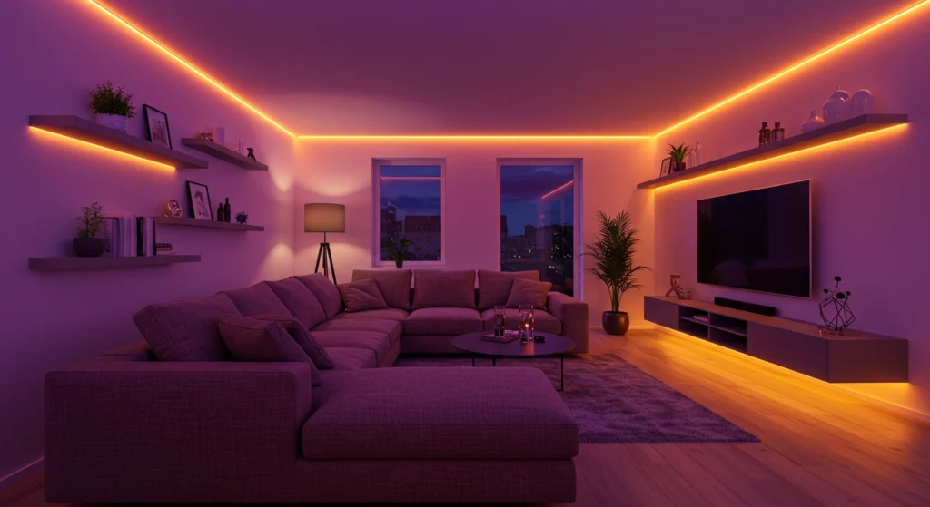 Smart lighting setup with adjustable brightness and color