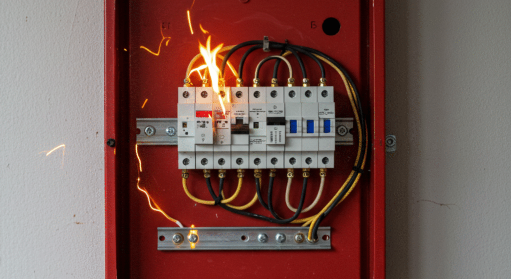 Old switchboard overheating and causing fire risk