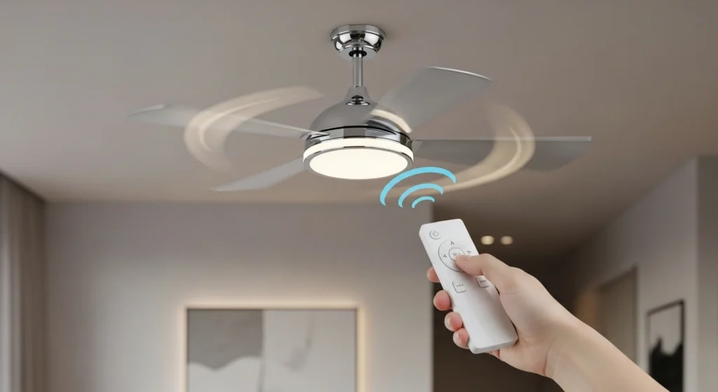 Remote-controlled ceiling fan installation