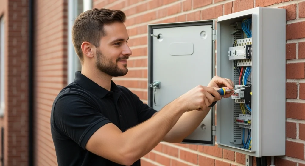 Electrician providing 24/7 emergency LED downlight repair service