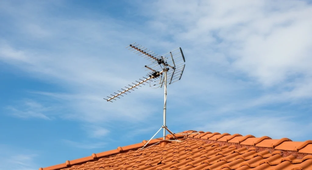 TV antenna installed on a roof