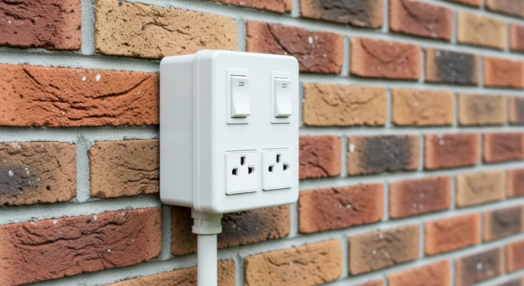 Weatherproof power point installation for outdoor areas