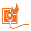 Electrical risk icon representing fire hazards caused by DIY electrical work"