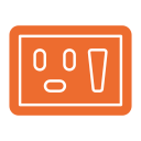 Icon representing weatherproof outdoor powerpoints for outdoor spaces