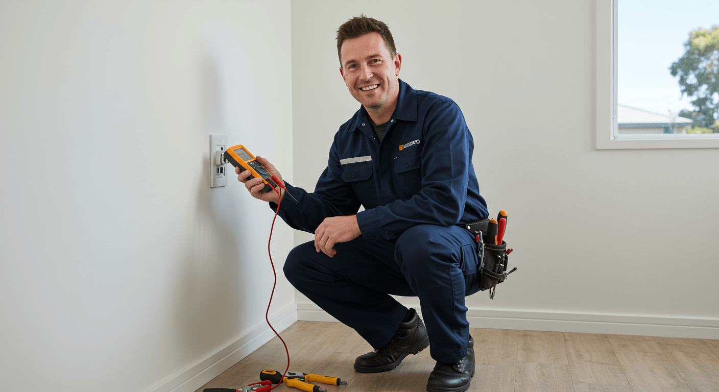 Local Chifley electrician inspecting power point in a modern Chifley home